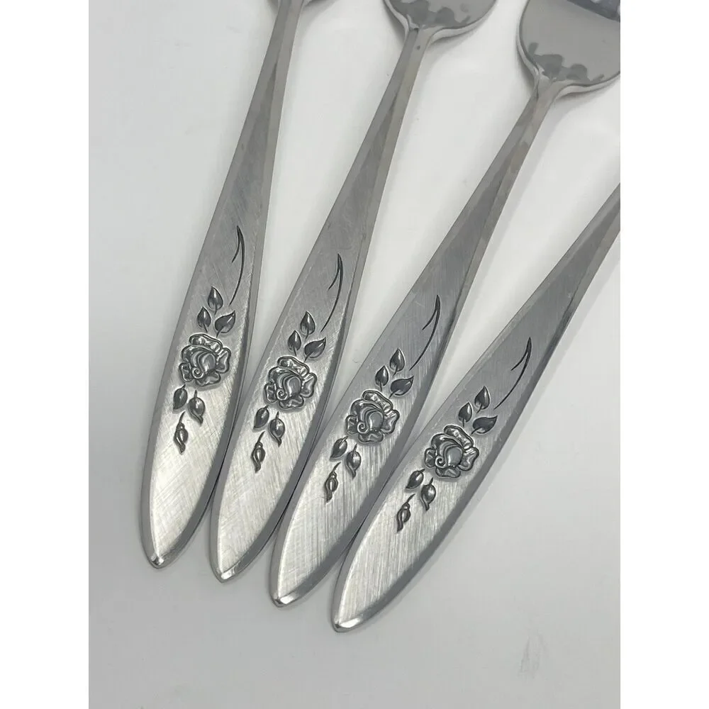 Vintage Oneida Community ROSE SHADOW Stainless Dinner Forks 7 3/8